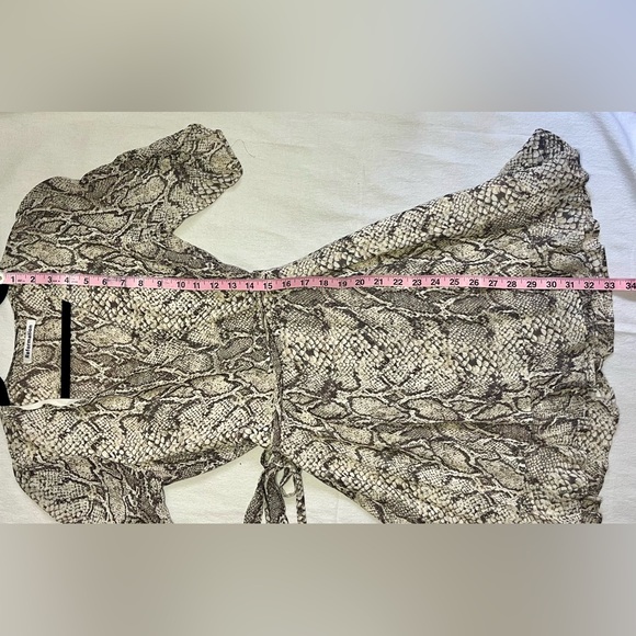 Reformation Like New Snake Skin Patterned Mini Wrap Dress with 3/4 Sleeves! - Picture 13 of 13